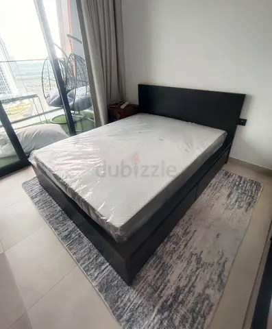 IKEA Malam queen bed frame with 2 storage drawers underneath and with IKEA mattress 160×200cm