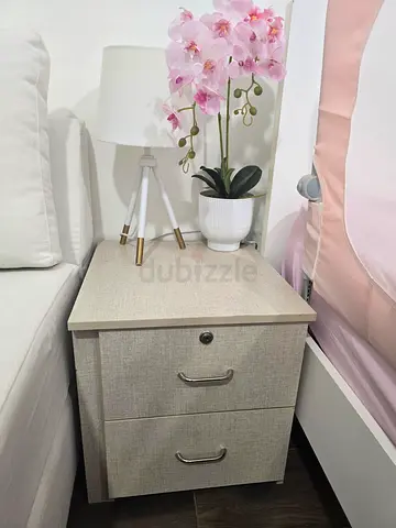 Bed side table with lamp  flower pot from Home Box