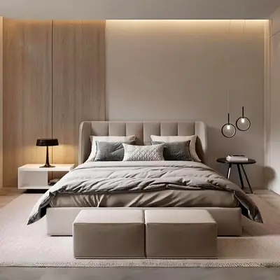 Elegant Bed with Nightstands and Modern Design