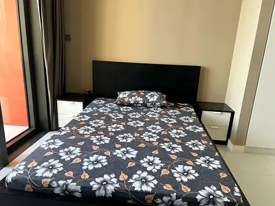 Stylish Black Brown Bed Frame with Mattress and side Tables