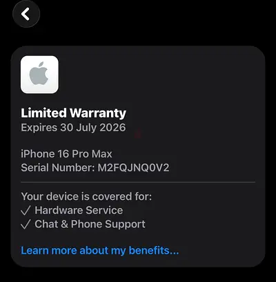 Apple iPhone 16 Pro Max Limited Warranty ,urgent sale