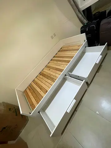 White Bed Frame with Storage Drawers