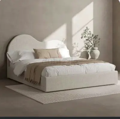 Premium Quality Boucle Fabric King Size Fully Custom Made Bed,Hydraulic Storage Can be Installed