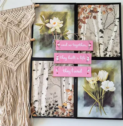 Wall Décor Bundle (7 pieces) – Frames + Macrame Wall Hanging + Hanging Boards
