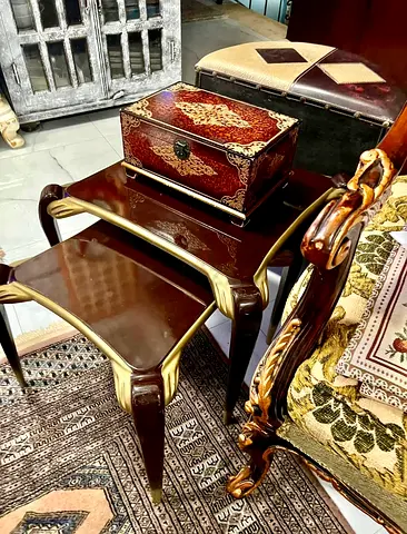 Elegant Nesting Tables with Decorative Box