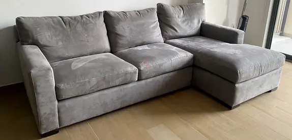 Crate and Barrel axis feather filled sectional sofa