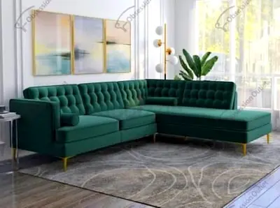 Elegant Green L-Shaped Sofa
