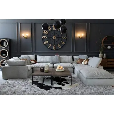 Seven Seater Pan Emirates Pianca corner modular sofa with footstool