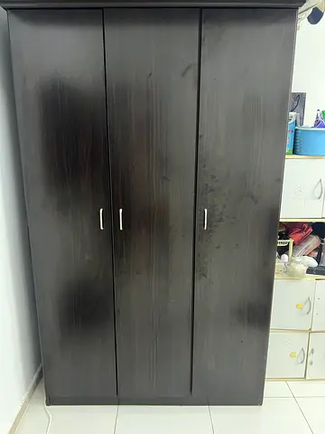 3-Door Wooden Wardrobe / Clothes Cabinet – Good Condition