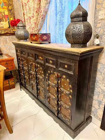 Stylish Black Wooden Cabinet with Antique Finish