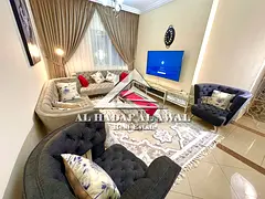 For monthly rent in the Emirate of Sharjah, Al Taawun area, three rooms and two halls with free inte