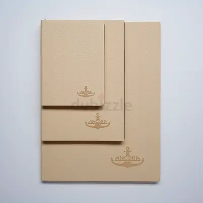 Ancora Ivory Sand Luxury set of 3 Italian Leather notebooks Hermes style