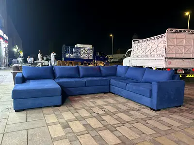 L-Shaped Blue Sofa