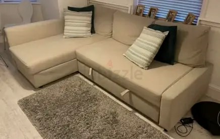Comfortable Beige Sofa with Storage