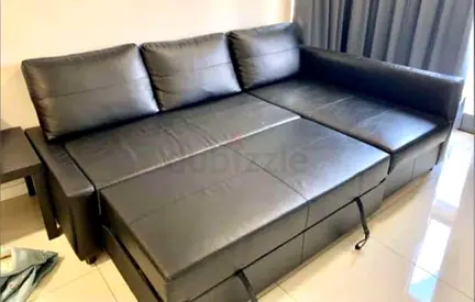 Modern Black Leather Sofa Bed