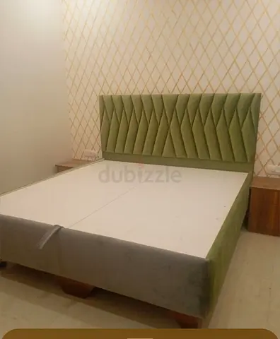 Elegant Green Upholstered velvet fabric Bed ( customization in colours, sizes,fabric and storage )