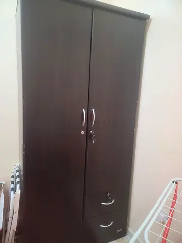 Sturdy Brown Wardrobe with Lock