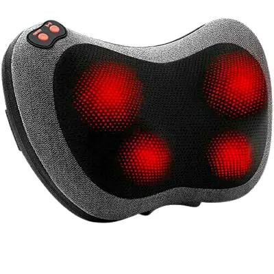 The Papillon Shiatsu Back and Neck Massager is a portable electric massage pillow featuring deep-tis