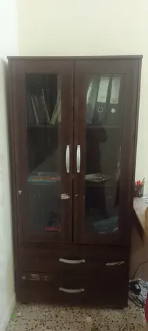 Wooden Display Cabinet with Glass Doors