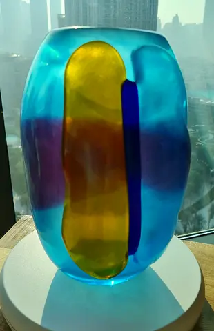 Vintage Murano Glass Vase 1960s Iridescent Color