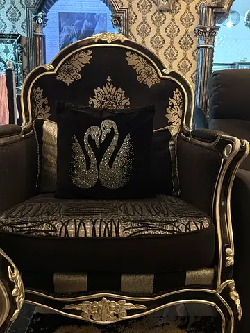 Elegant Black Accent Chair with Decorative Pillow