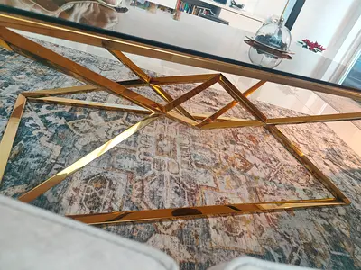 Urgent sale - Glass Rectangular Glass Coffee Table with Gold Base