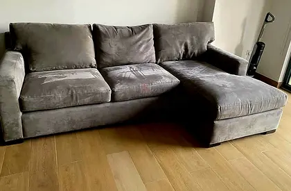 Crate and Barrel axis feather filled sectional sofa