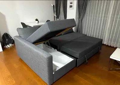 Stylish Grey Sofa Bed with Storage