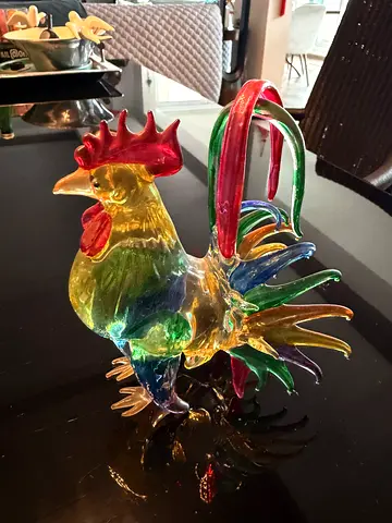 Colorful Glass Rooster Figurine
