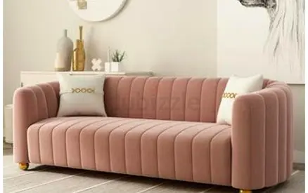 Modern Velvet Sofa in Pink