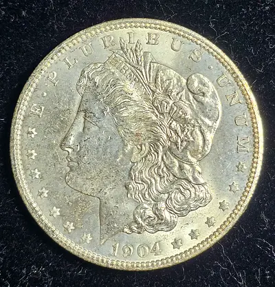 1904 vintage silver morgan dollar.