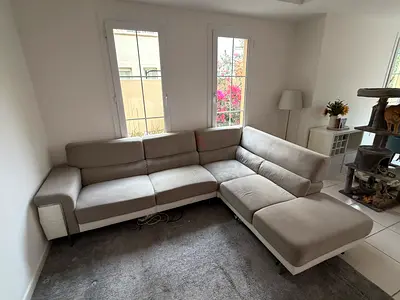 Grey L shape sofa recently cleaned