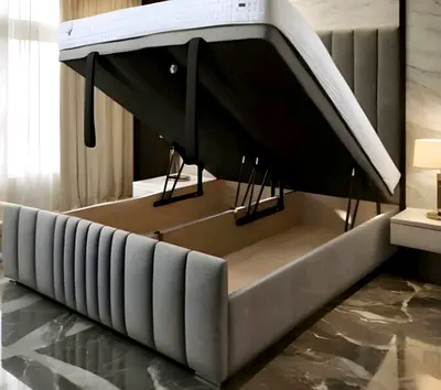 Modern Fabric Storage Bed with Lift-Up Mechanism