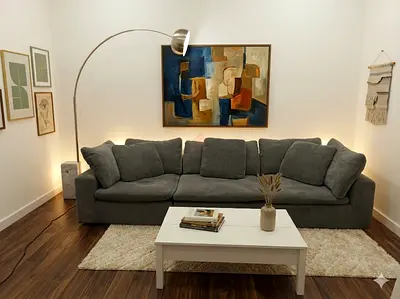 Dark gray modular feather 🪶 filled sofa