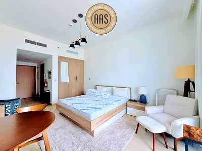 Premium Furnished Studio with Burj Khalifa View | Chiller Free | Azizi Riviera, MBR City