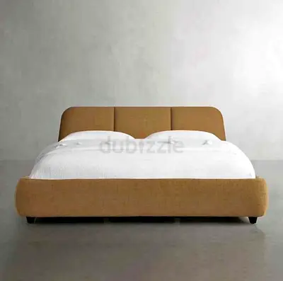 Contemporary Bed Frame with Upholstered Headboard