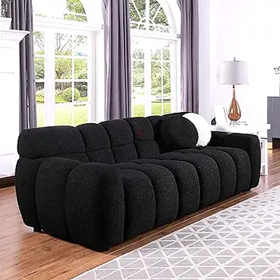 3 seater black boucle cloud sofa