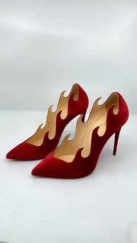 Christian Louboutin Red Suede Olavague Flame Pointed Toe Pumps - Size 39.5