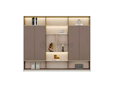 4-Door Office Display Cabinet – 240 cm Grey Oak Office Storage Unit