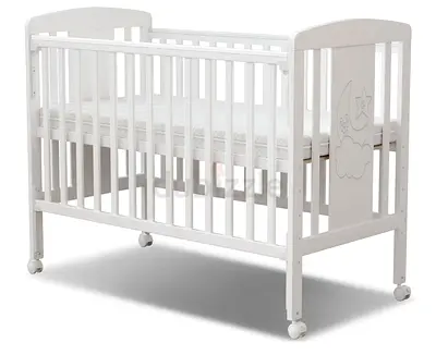 White Wooden Crib with Wheels