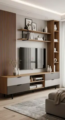 Modern Entertainment Center with Shelving