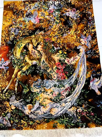 Vintage Tapestry Featuring Mythical Scene