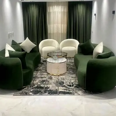 Stylish Green Velvet Sofa Set