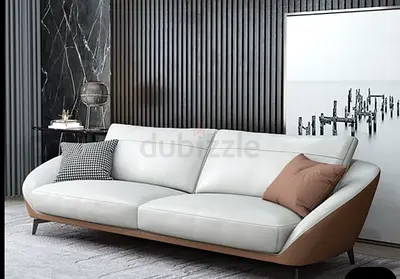 Modern Leather Sofa in Light Grey ( customization options available)