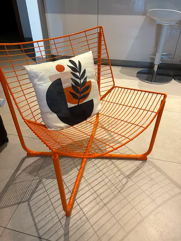 Orange Wire Chair with Cushion