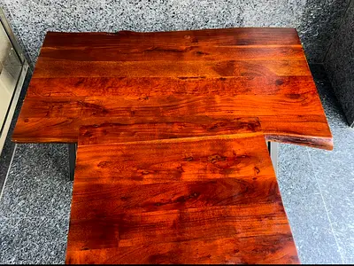 Live edge solid wood coffee table with side table