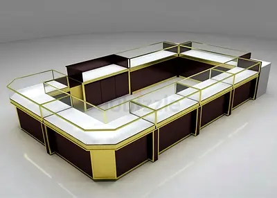 Luxury U-Shaped Modular Jewelry Display Kiosk