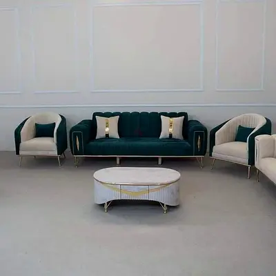 Emerald  Gold Luxury Velvet Sofa Set