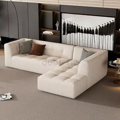Tufted seat cushion backrest L shaped sofa