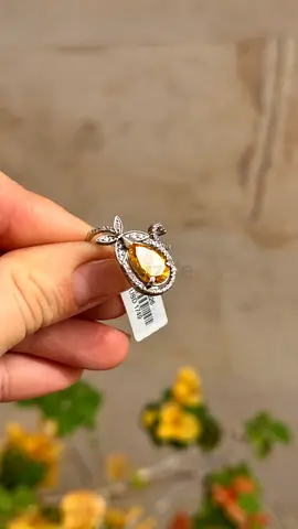 Brand New Sterling Silver Ring with big perfect natural Citrine